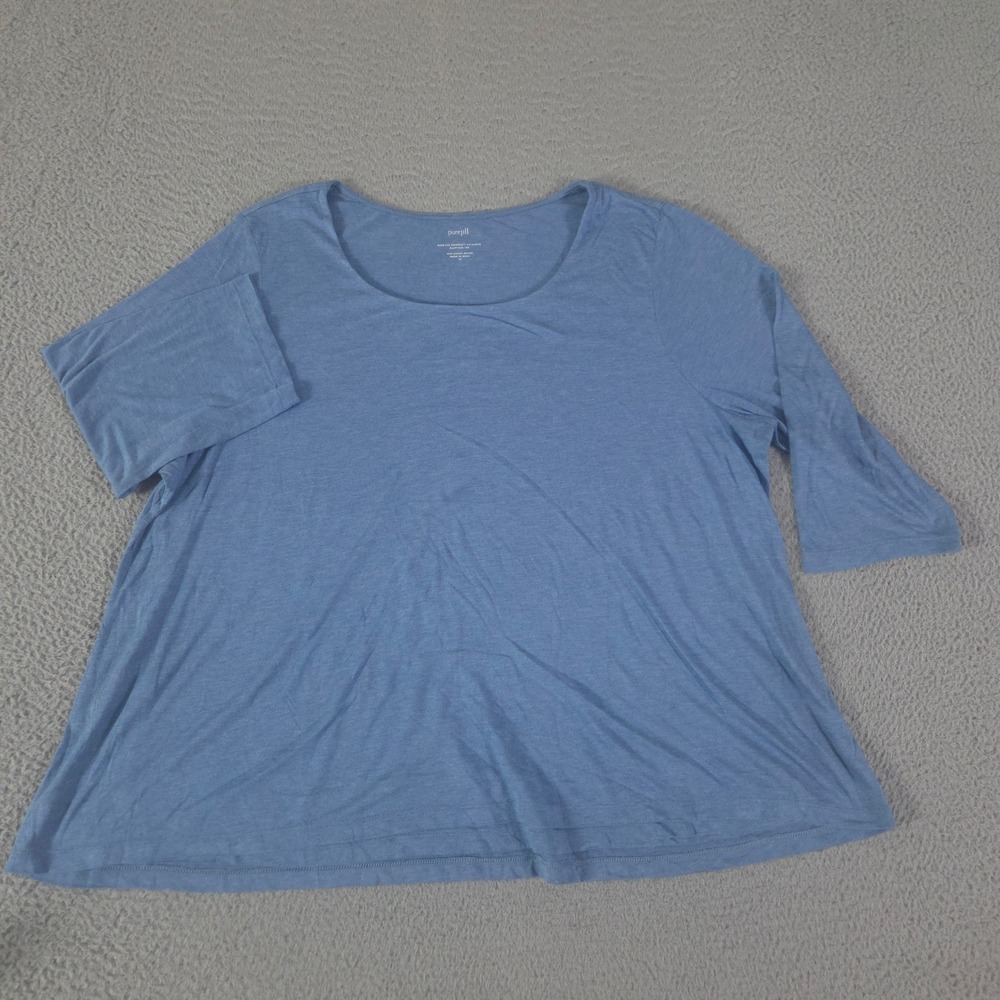 J. Jill Top Womens 2X Supersoft 3/4-Sleeve Elliptical Tee Modal Rayon Basic Pure